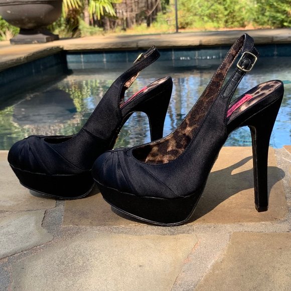 Betsey Johnson Shoes - Betsey Johnson Zellus Sling-Back Satin Stiletto Heels